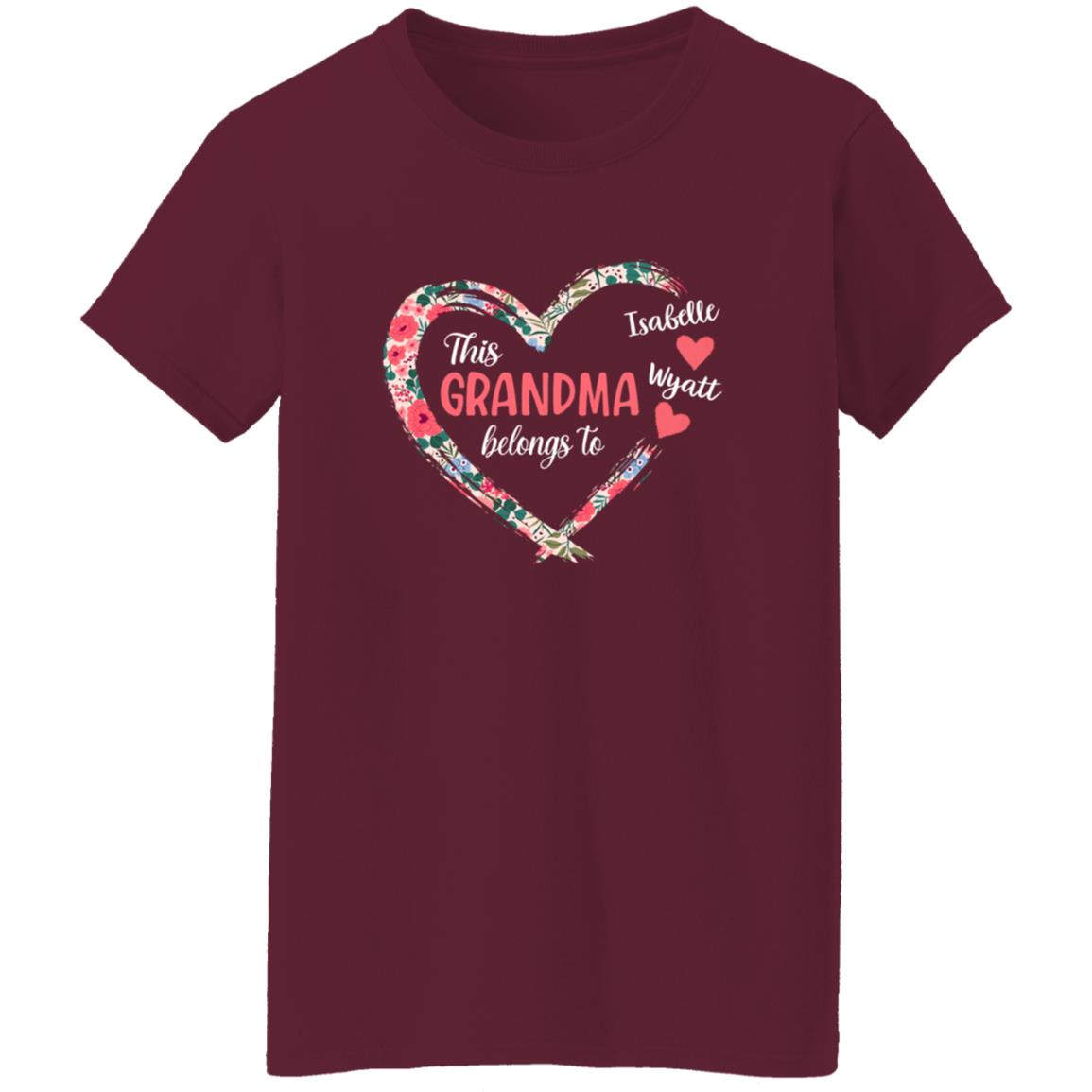250730713 Ladies T-Shirt Maroon Adult 2XL Grandma 113-8435193-6158624 acc7 Text_White G500L Ladies' 5.3 oz. T-Shirt