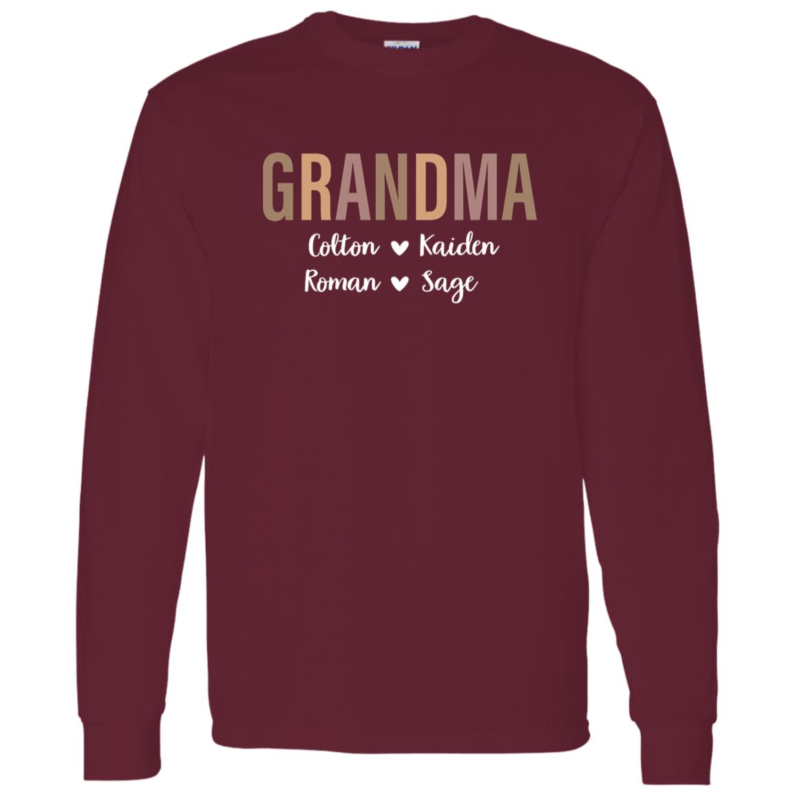 250724733 Long Sleeve Tee Maroon Adult XL Grandma 112-3162431-8792238 acc7 Text_White Gildan LS T-Shirt 5.3 oz.