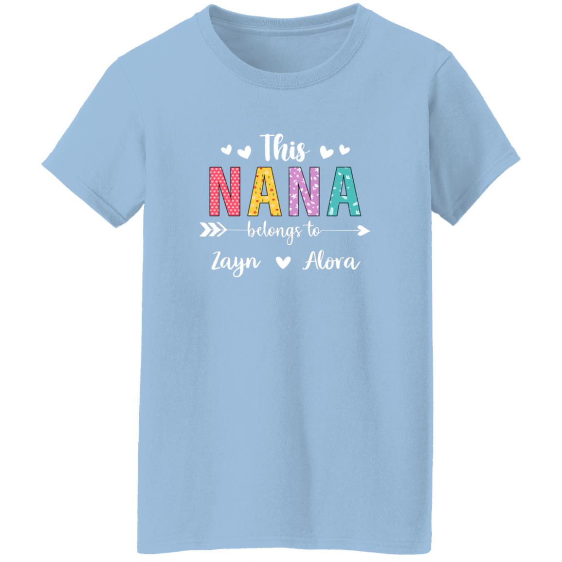 250801716 Ladies T-Shirt Dark Heather Adult M Nana 112-6791166-0487433 acc7 Text_White Gildan Ladies' 5.3 oz. T-Shirt