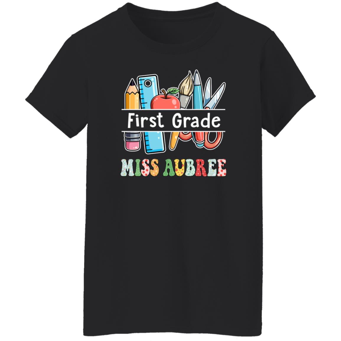 45_54 ALTS 260624621 Ladies T-Shirt Black Adult S First 111-8307369-1513057 acc6 Text_White Gildan Ladies' 5.3 oz. T-Shirt