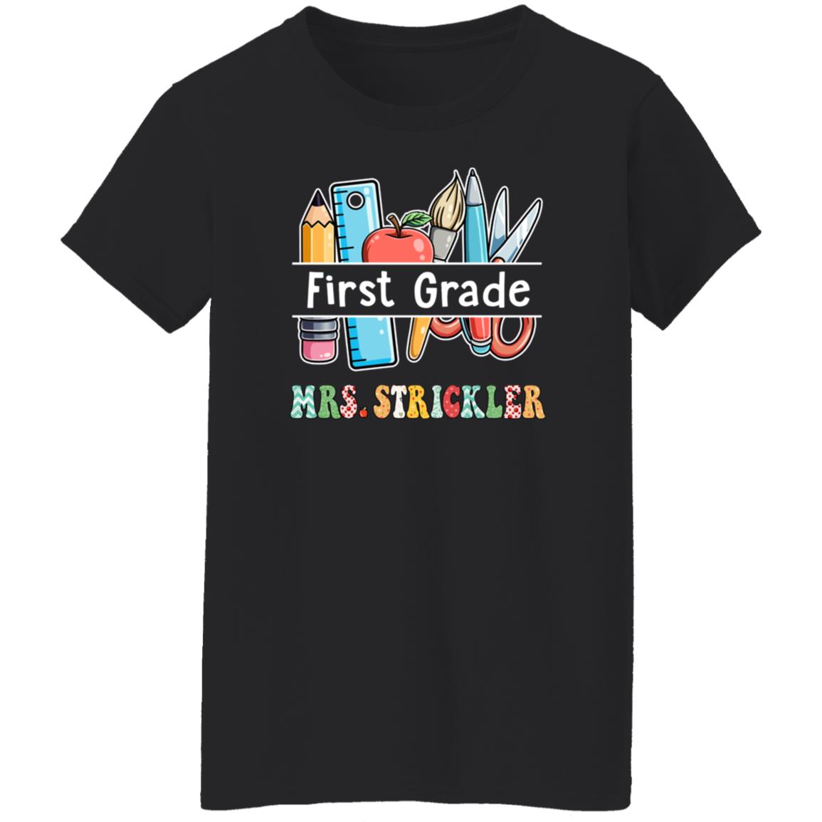 45_54 ALTS 260619511 Ladies T-Shirt Black Adult XL First 111-0928342-1085822 acc5 Text_White Gildan Ladies' 5.3 oz. T-Shirt